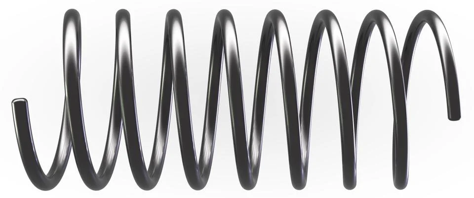 Metal spring close up. Design element. Isolated on white. Stock Photos