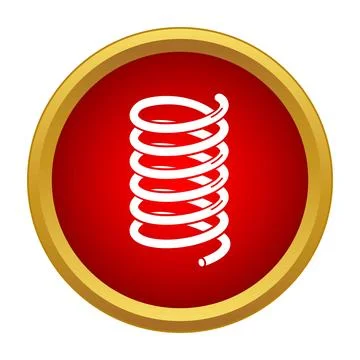 Metal spring element icon in red button イラスト素材