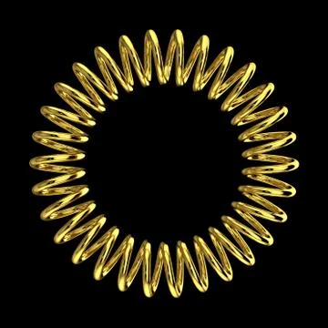 Metal spring in form of circle .Isolated on black background. Stock Illustration