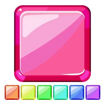 Metal square game button cartoon vector graphic Ilustración de archivo
