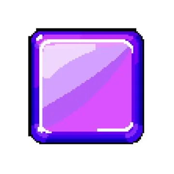 Metal square game button pixel art vector illustration Stock Illustration