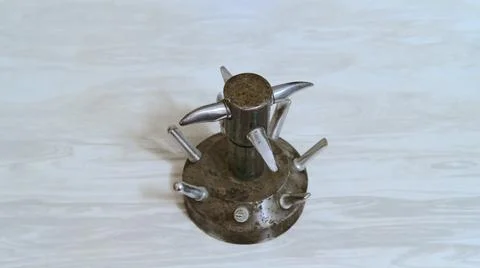 Metal stand of tooth shape samples top view Stock Photos