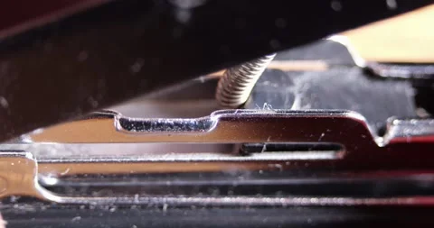 Metal Stapler Spring Reloading Mechanism Opening Closing Insert Fresh Staples Stock Footage 321807550