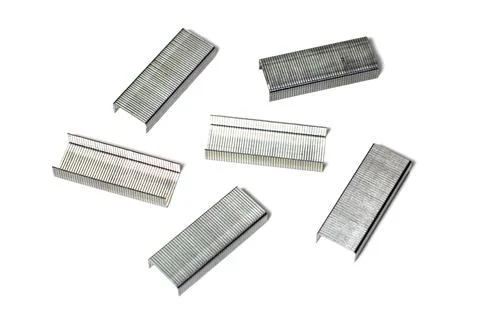 Metal Staples isolate on white background Stock Photos