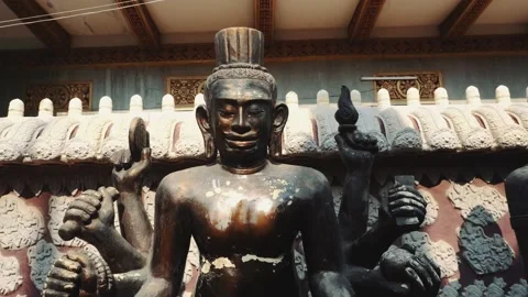 Metal statue in The Temple Stock Footage 132078762