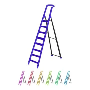 Metal step ladder vector cartoon graphic Stock Illustration