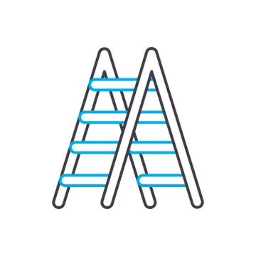 Metal stepladder linear icon concept. Metal stepladder line vector sign, symbol Stock Illustration