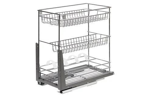 Metal storage rack for kitchen organization and arrangement of items Stock Photos