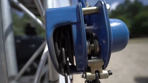 Metal structure for attaching the rope Stock Footage 123712921