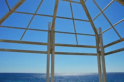 Metal structure on the background of the sky 스톡 사진
