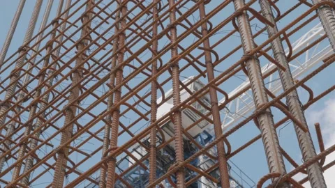 Metal structure of the building under construction Stock Footage 132495310