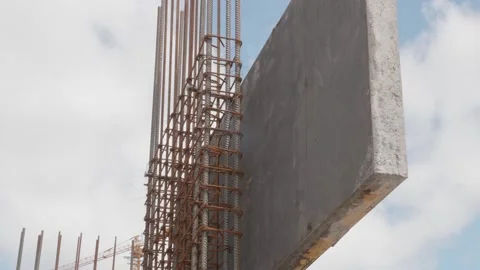 Metal structure of the building under construction Stock Footage 132495359