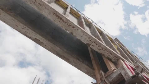 Metal structure of the building under construction Stock Footage 132495414