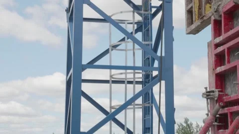 Metal structure of the building under construction Stock Footage 132495431