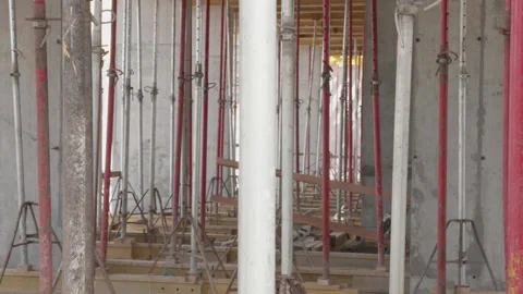 Metal structure of the building under construction Stock Footage 132495445