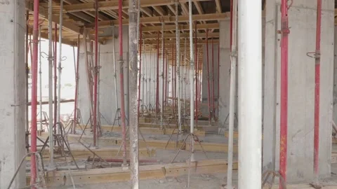 Metal structure of the building under construction Stock Footage 132495467