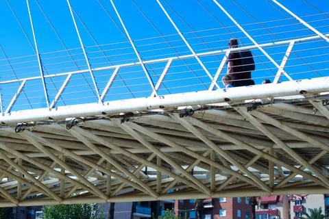 Metal structure of a modern bridge Stock Photos