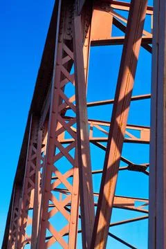 Metal structure of an old bridge Stock Photos