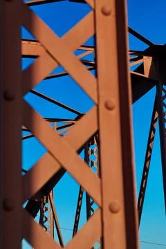 Metal structure of an old bridge Stock Photos
