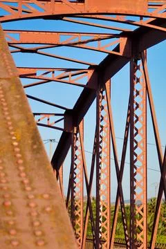 Metal structure of an old bridge Stock Photos