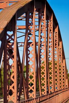 Metal structure of an old bridge Stock Photos