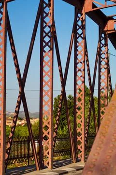 Metal structure of an old bridge Stock Photos
