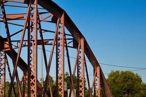 Metal structure of an old bridge Stock Photos
