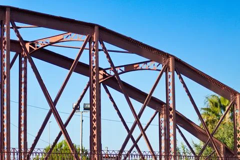 Metal structure of an old bridge Stock Photos