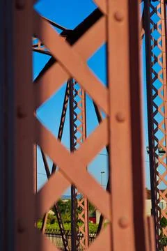 Metal structure of an old bridge Stock Photos