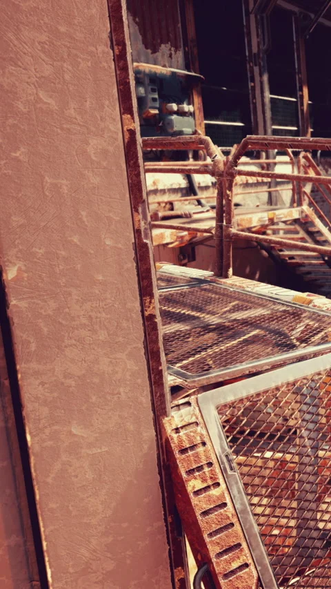 Metal structures in a construction area during the day in an industrial zone Stock Footage 339417838