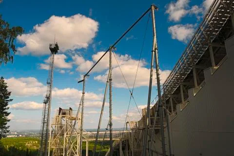 Metal structures of a large ski jumping Free Stock Photos