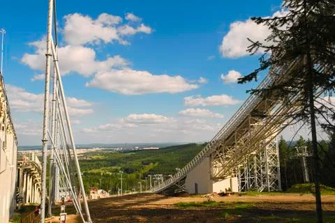 Metal structures of a large ski jumping Free Stock Photos