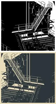 Metal structures of the offshore platform close up 스톡 일러스트