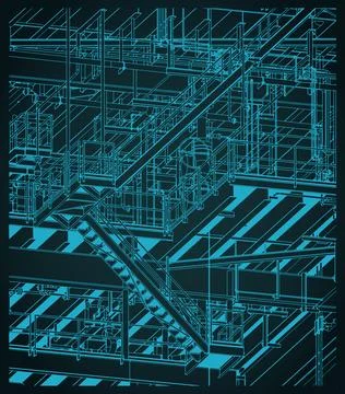 Metal structures offshore platform close up Illustrazione stock