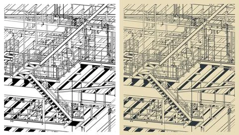 Metal structures offshore platform close-up Stock Illustration
