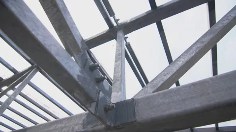 Metal structures used to support ceiling above treatment tanks Vídeos de archivo 278642085