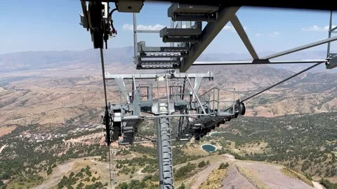 Metal support of the cable car in the mountains Stock Footage 247463265