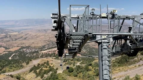 Metal support of the cable car in the mountains Stock Footage 249208140