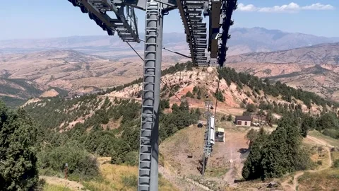 Metal support of the cable car in the mountains Stock Footage 249689725