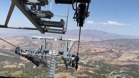 Metal support of the cable car in the mountains Stock Footage 254015696