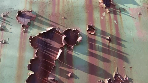 Metal surface left outdoors undergoing oxidation and corrosion Stock Footage 167522711