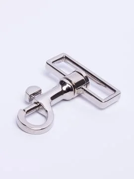 Metal swivel hook hardware with rectangular ring Fotos Stock