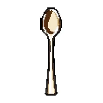 Metal tea spoon pixel art vector illustration Stock Illustration