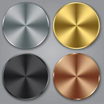 Metal templates set with texture, metal button set with texture, silver, gold Stock-Illustration