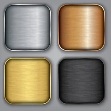 Metal templates set with texture, metal button set with texture, silver, gold Stock Illustration