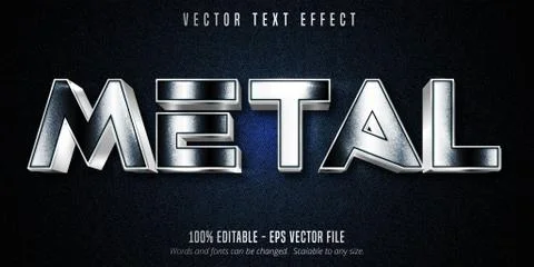 Metal text, silver style editable text effect on canvas background Stock Illustration