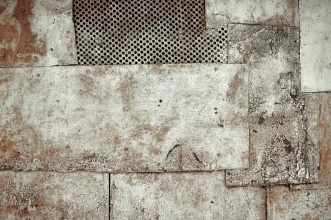 Metal texture with metal patchwork. cold shades. iron background, copy space Stock Photos