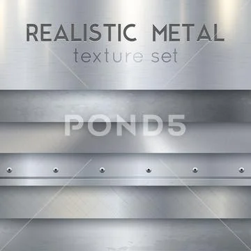 Metal Texture Realistic Horizontal Samples Set Stock Illustration