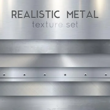 Metal Texture Realistic Horizontal Samples Set Stock Illustration