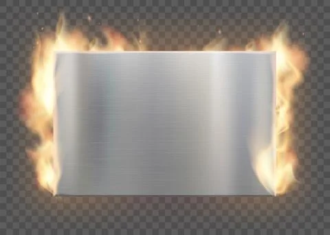 Metal textured plate on fire. Vector background. Stock-Illustration